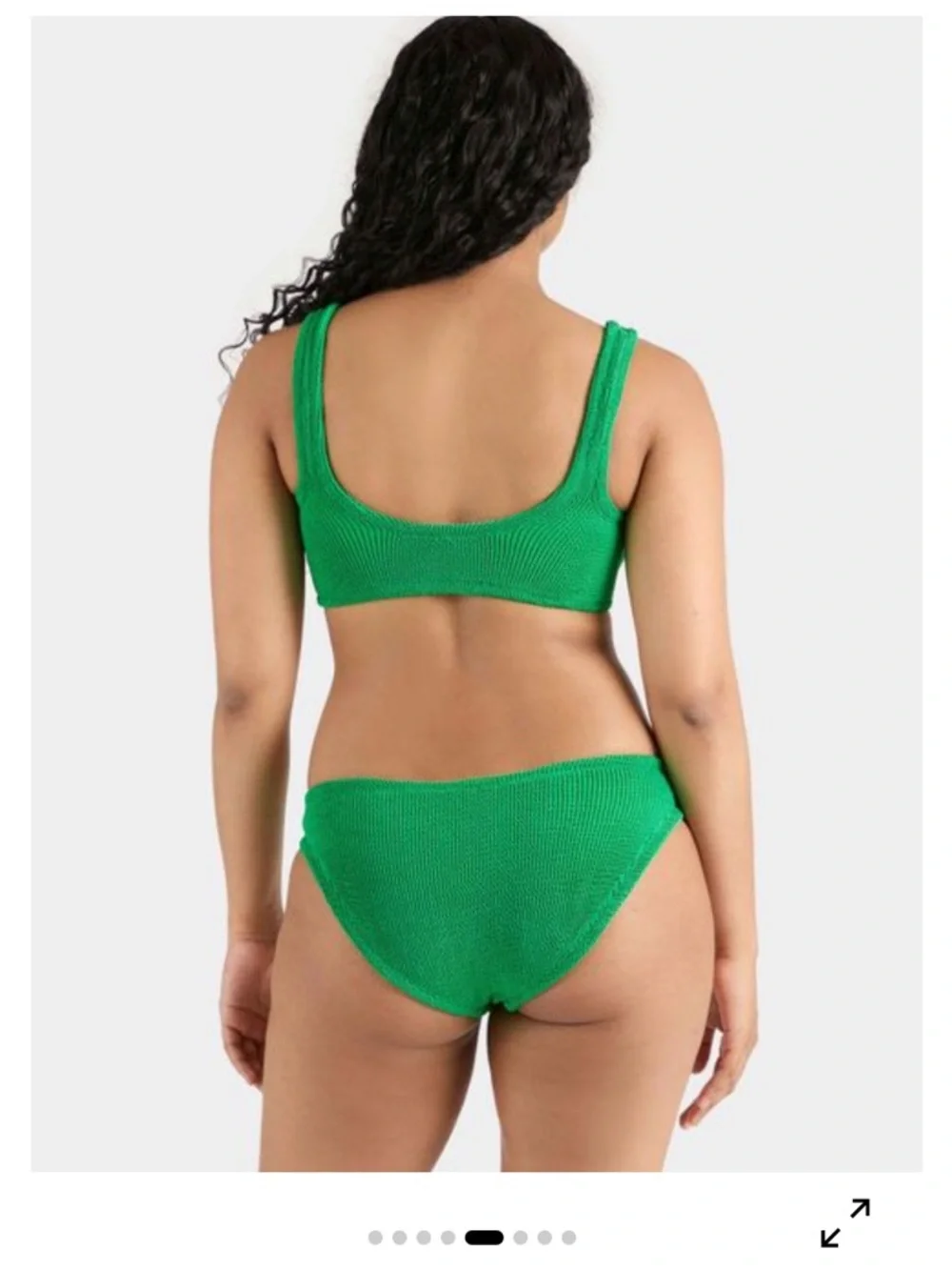 Hunza G Xandra Bikini Top Emerald Green One Size Crinkle Swim